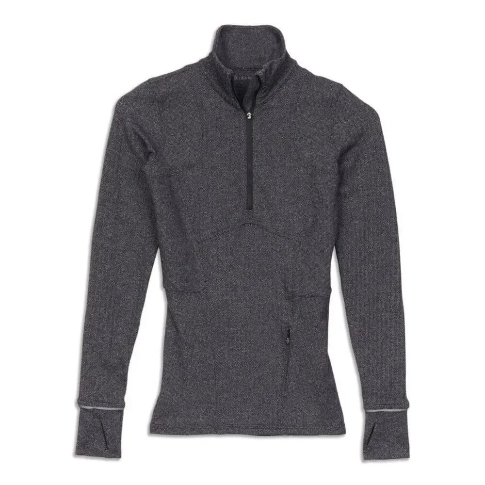 Lululemon Kanto Catch Me Pullover Top Shirt 1/2 Zip Herringbone Size 8 Run Ski